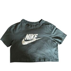 Nike Cropped Logo Tee XS Green Gray Short Sleeve Athletic Top